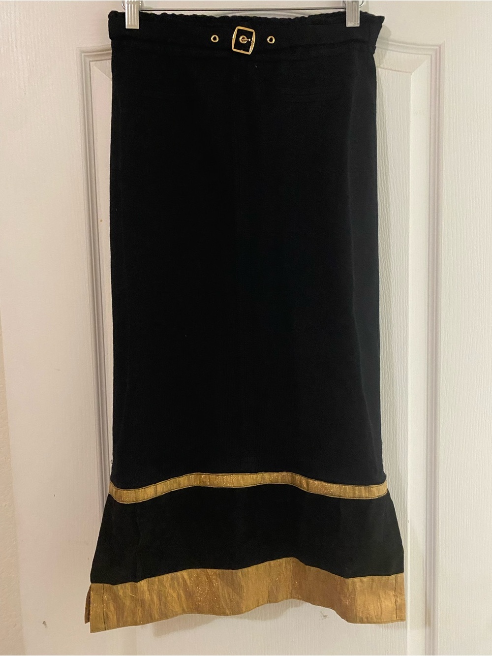 VTG St. John Sport by Marie Gray Knit Black Old Money Hold Trim Midi Skirt S - Picture 4 of 14